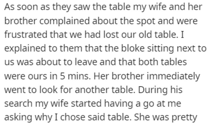 OP's wife and her brother didn't like the table he chose