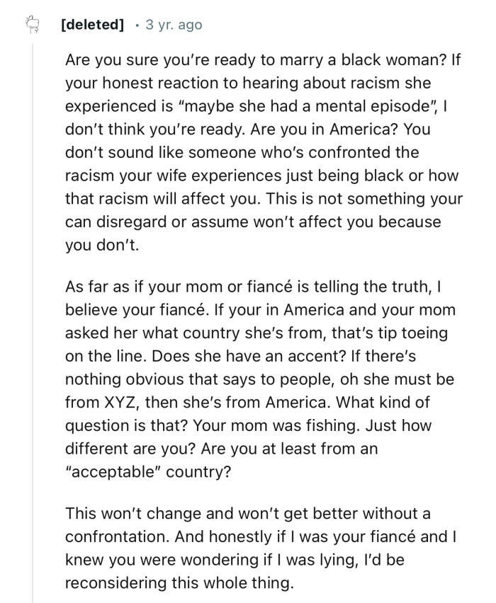 ž If you’re in “America and your mom asked her what country she’s from, that’s tip toeing on the line.“