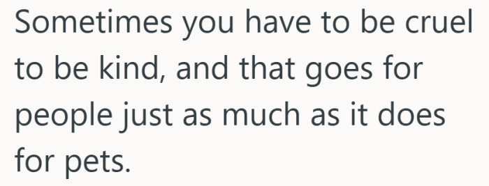 A reminder that kindness is not always gentle, especially when nerves and vet bills are involved.