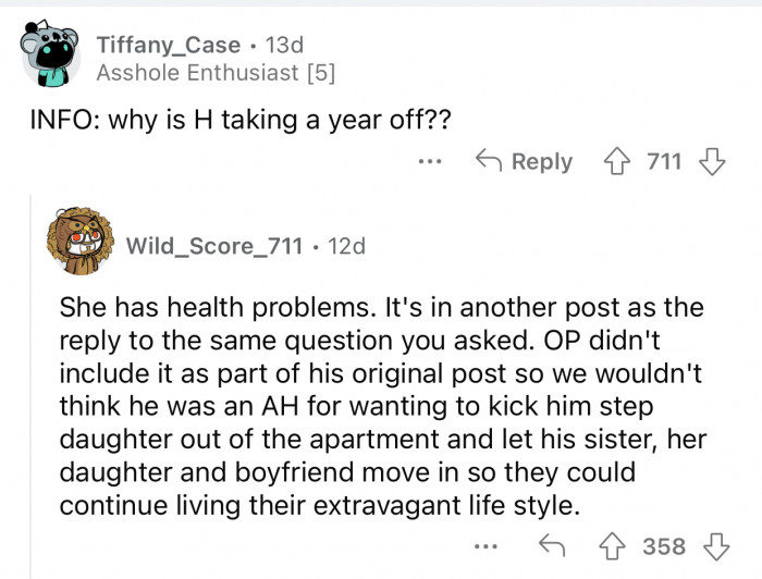 H is taking a year off for a reason.