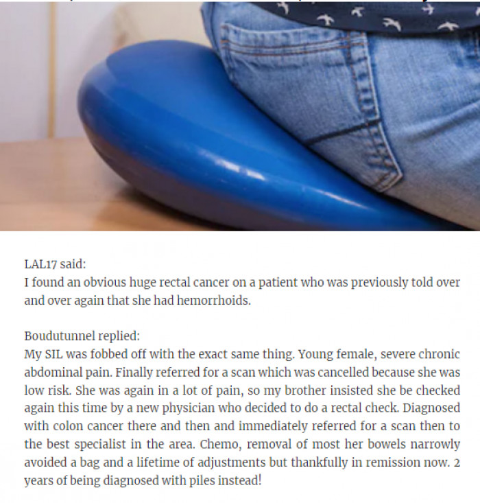20. Piles, or colon cancer?