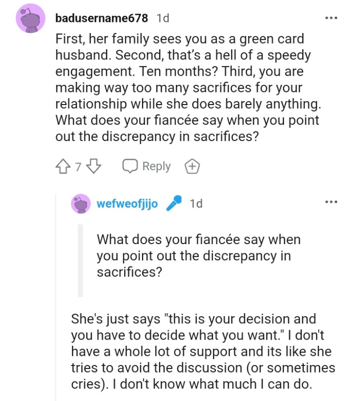 It's over to the comments where other redditors aired their opinions regarding the OP's situation