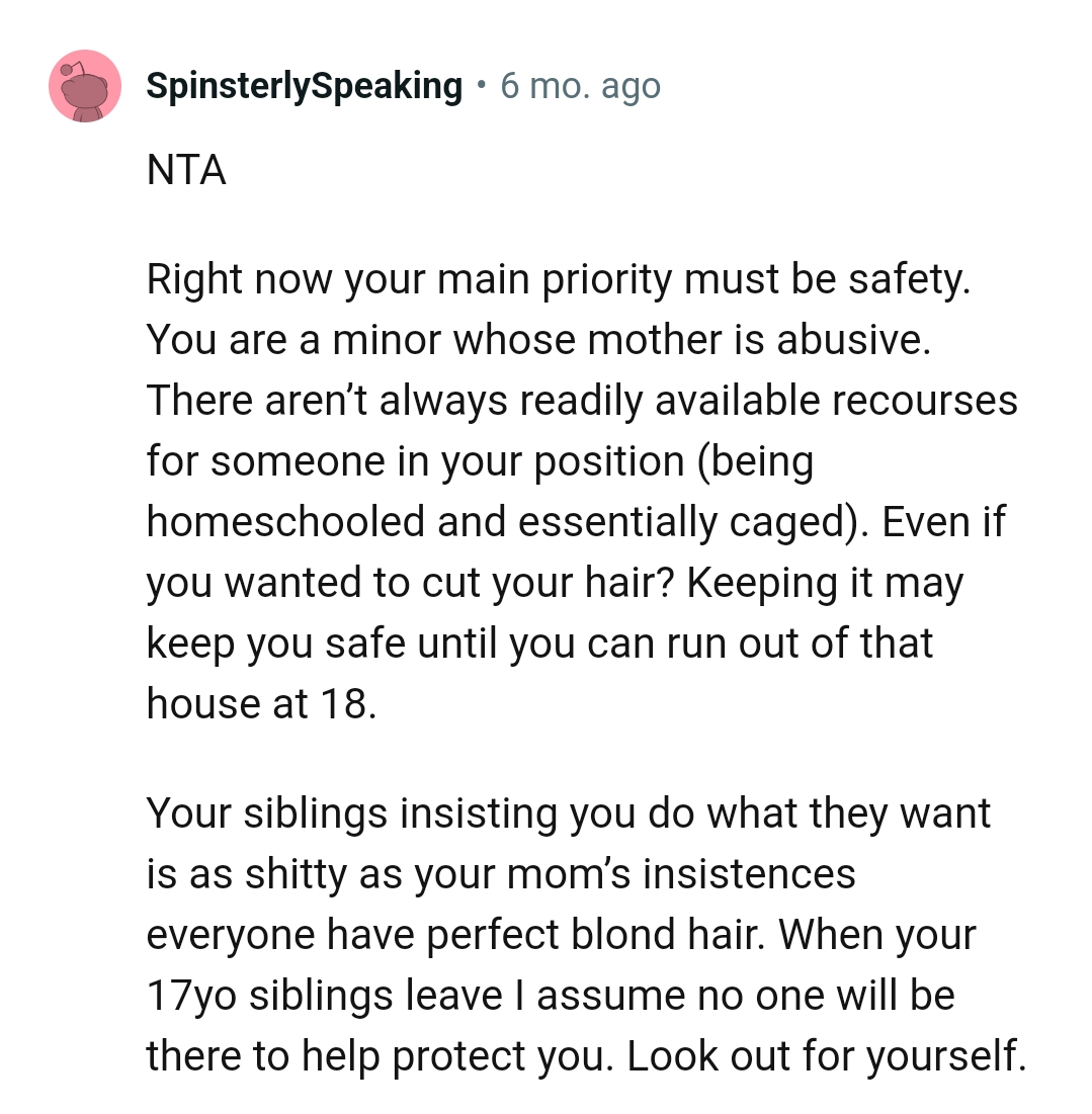 Keeping It Might Keep the OP Safe Until She's Ready to Leave