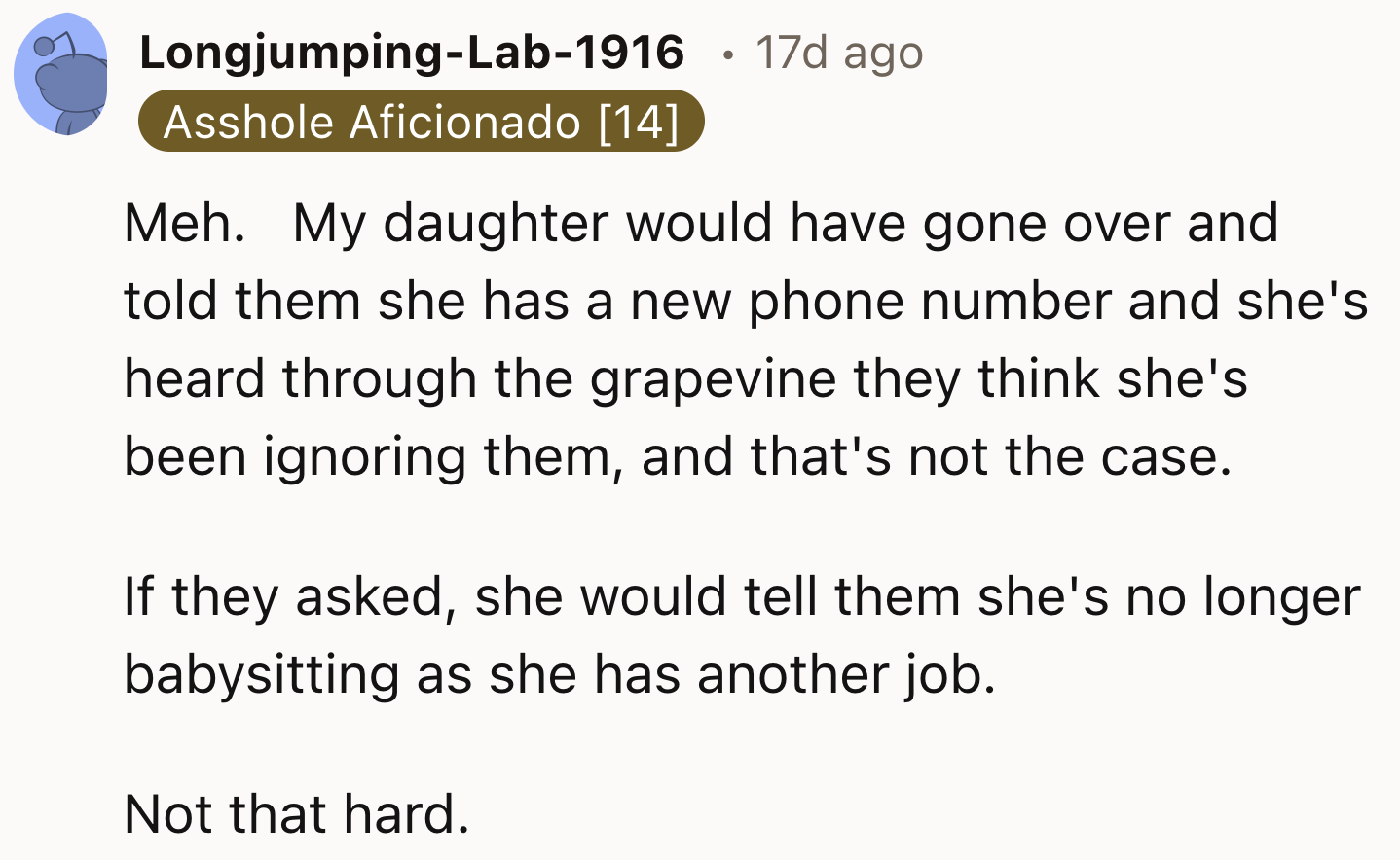 Telling Them She Is No Longer Babysitting