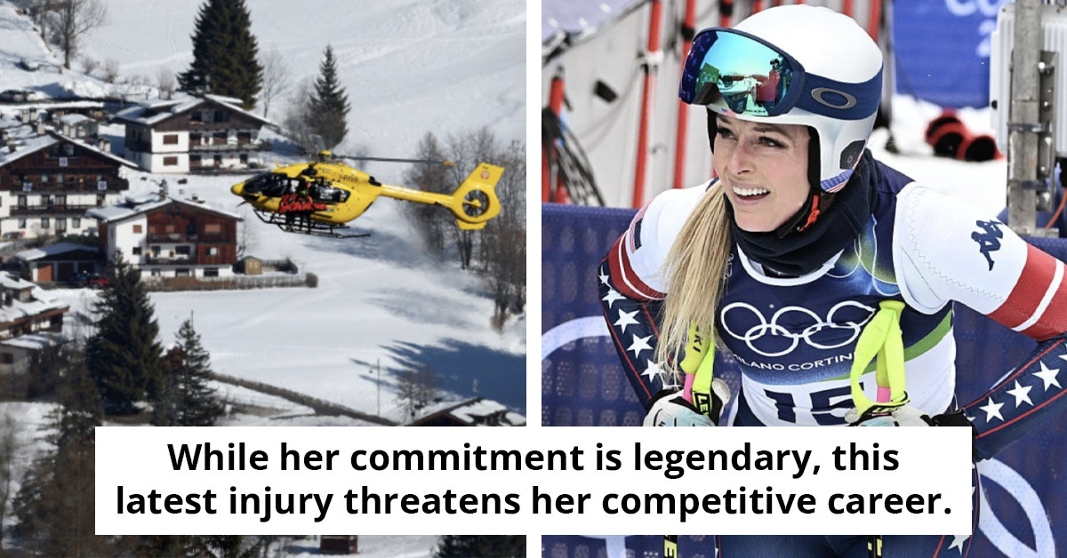 Skiing icon Lindsay Vonn experiences severe injury and is airlifted from the mountain following a tough fall during the Olympic downhill event.