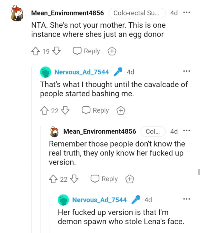 This is an instance where she's just an egg donor