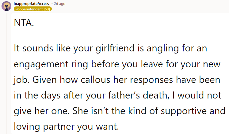 She isn’t the kind of supportive and loving partner you want.