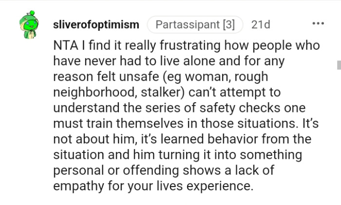 The OP's boyfriend needs to understand that this is not about him