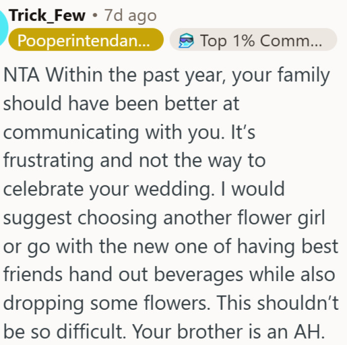 The family's poor communication is ruining the wedding plans