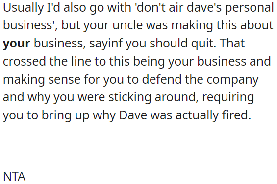 OP defended her company.