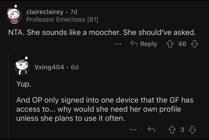 The GF was probably planning on using the profile quite often.