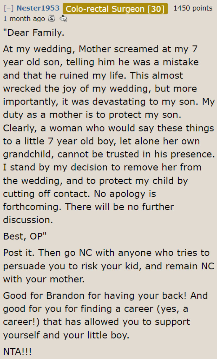 A Redditor wrote the incident as a post that the OP can simply copy and paste on social media.