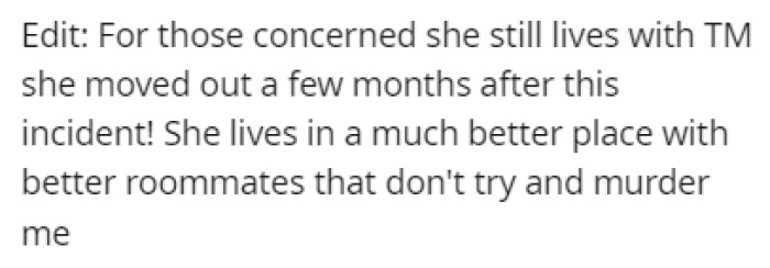 OP's sister moved a few months after