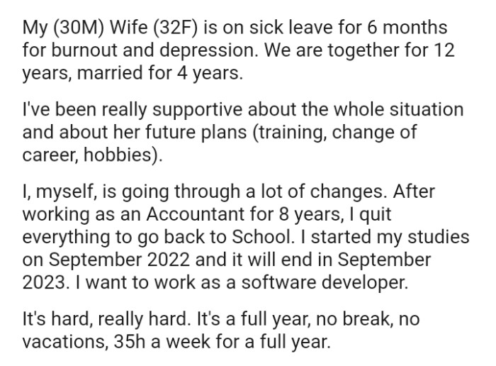 The OP has really been supportive about the whole situation