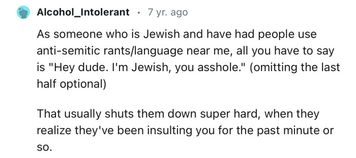 Once OP reveals to Jenn that she’s Jewish, it’ll shut her up immediately