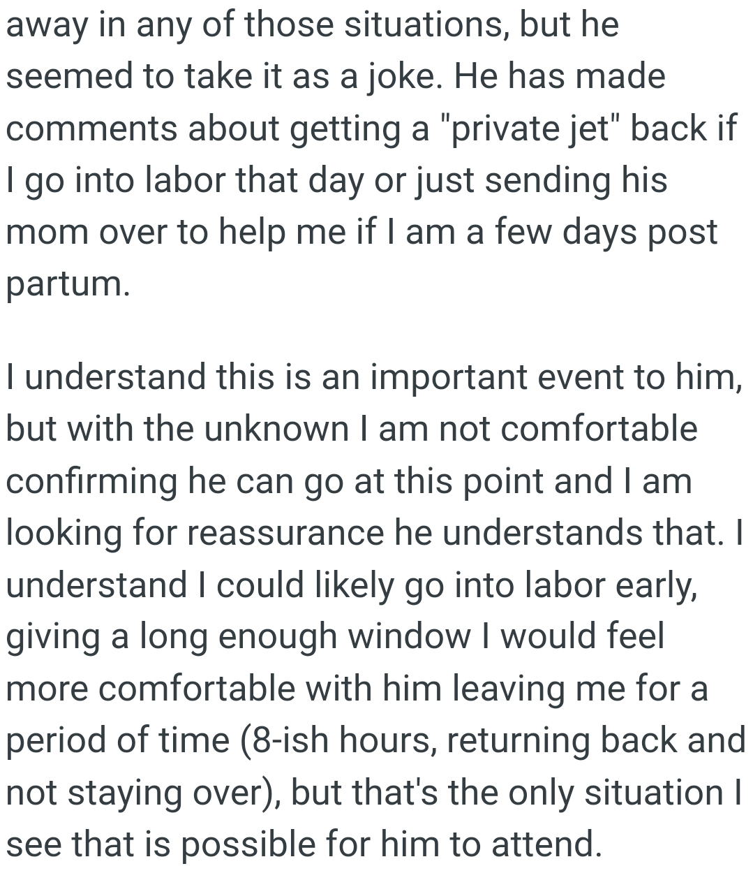 This is an important event to the OP