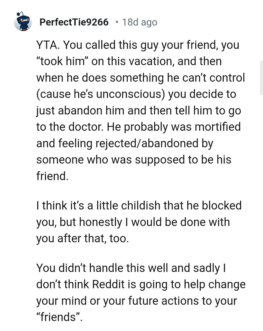 The OP was the one who called this person her friend