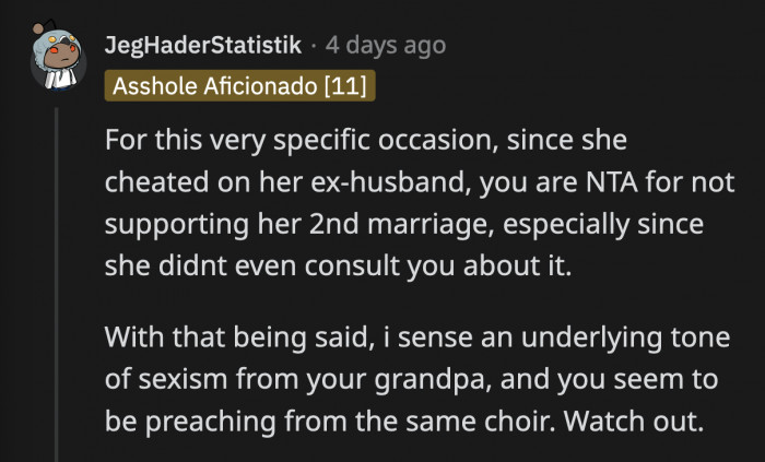 When you zero in on the issue at hand, OP is not wrong for saying they should have asked if the reception can be held on his property, but the overt misogyny is an entirely different matter.