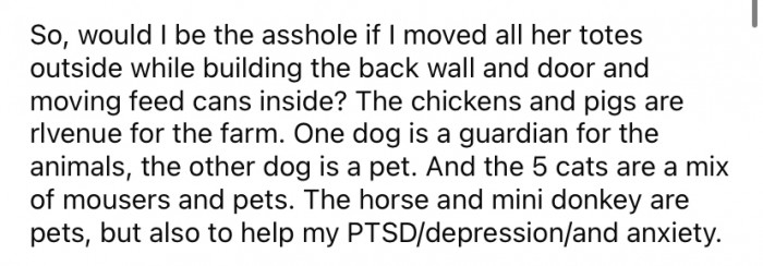 So, OP turned to the Reddit community to ask if she'd be an a**hole if she just moved her cousin's things out herself.