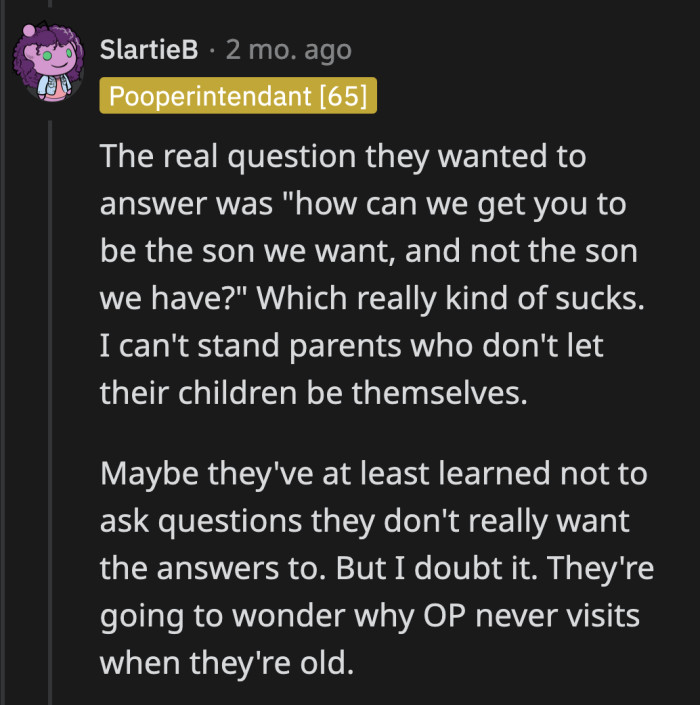 They wanted their children to feel guilty for their distant relationship.