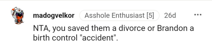 You Saved Them Both from Divorce and Birth Control Accident