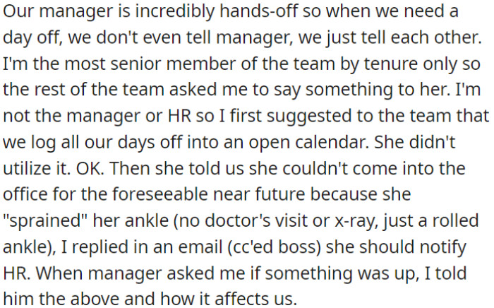 OP explained to the manager about the situation