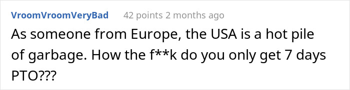 Getting only 7 days PTO.