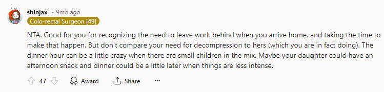 Don't compare your need for decompression to hers.