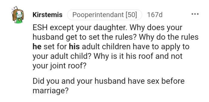 Why is it just the husband's roof?