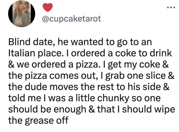 6. Tasteless comment