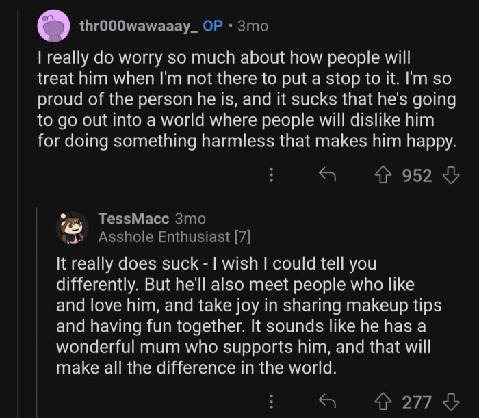 Nas is lucky to have a supportive mom like OP.