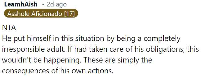 His irresponsibility led to this situation.