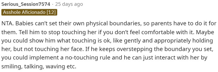 This person provided more specific examples of how he can help set boundaries or explain the boundaries he wants to his younger brother.