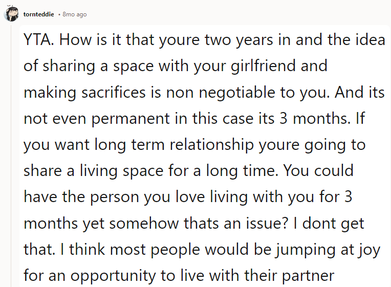 I Think Most People Would Be Jumping for Joy at the Opportunity to Live with Their Partner