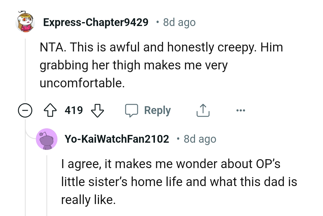 Why would he grab her thigh?