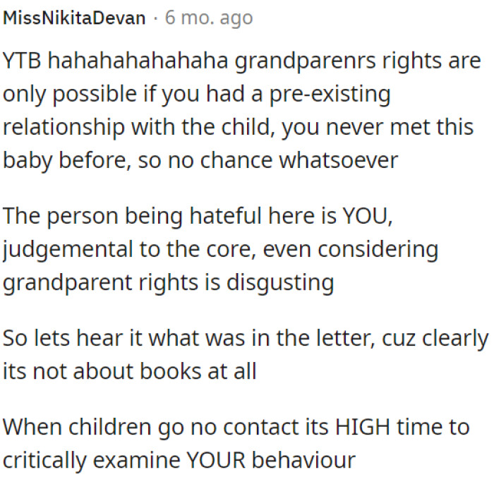 OP has no grandparent rights in this case.