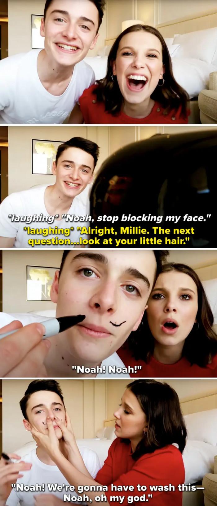 24. When Millie Bobby Brown and Noah Schnapp did a hilarious BFF challenge.