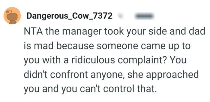The OP did not confront anyone