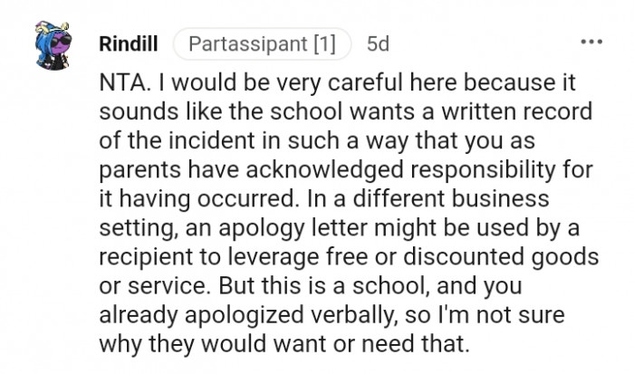 You have already apologized verbally