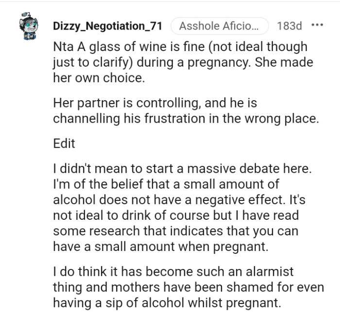 This Redditor says research indicates you can have a small amount when pregnant