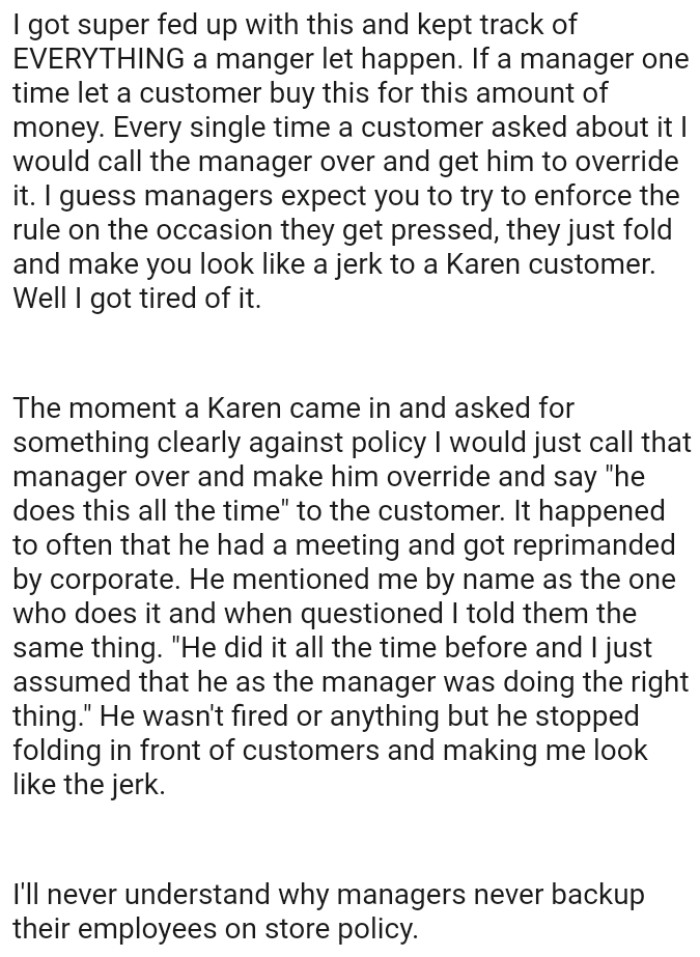 He wasn't fired or anything, but he stopped folding in front of customers.