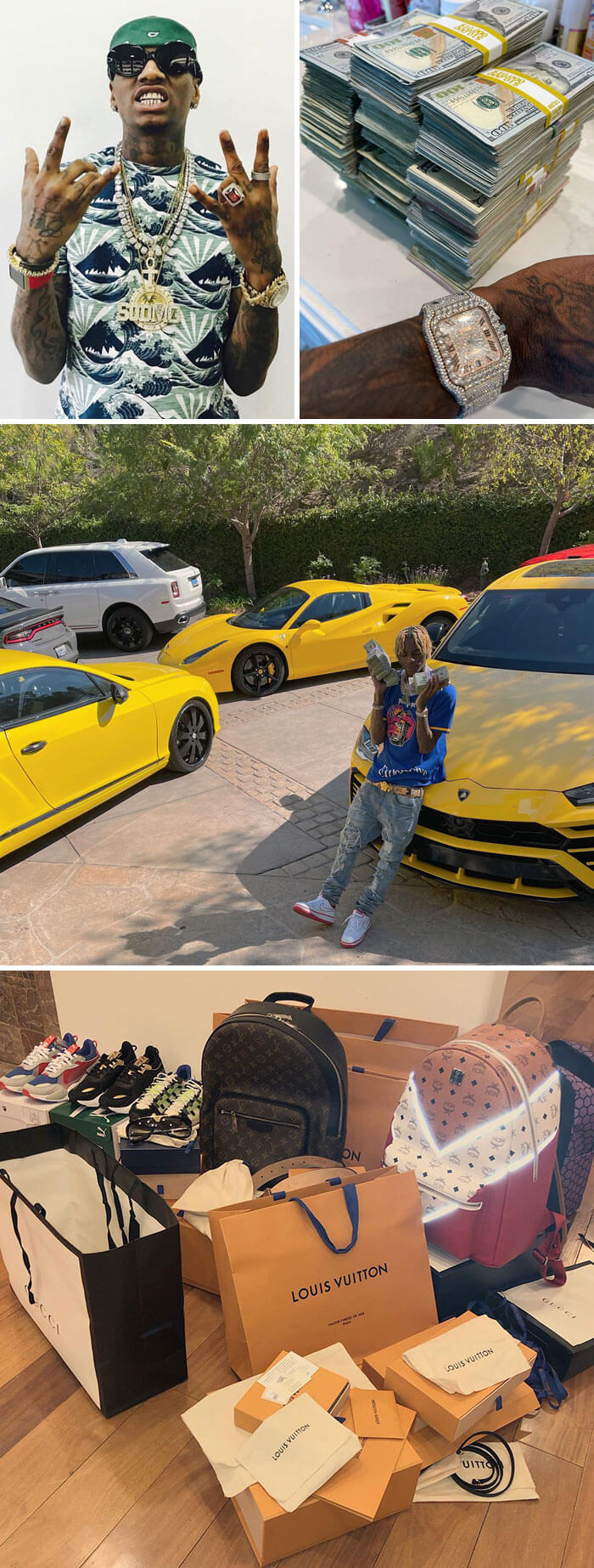 12. Soulja Boy Shows Off His Stacks of Cash, Jewelry, Designer Watches, and Cars on Instagram