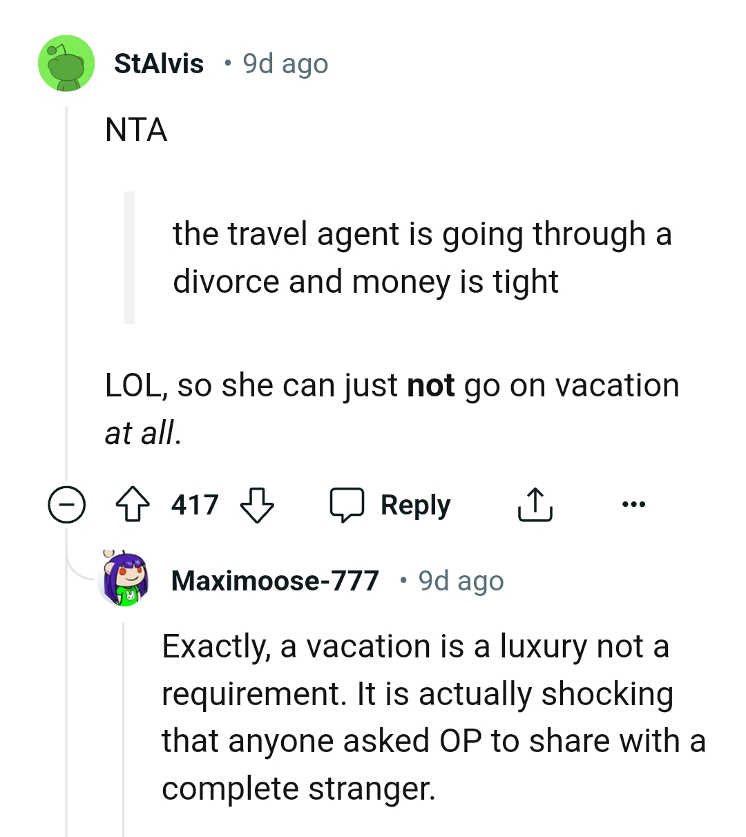 Let's head into the comments section and find out what other Redditors have to say regarding the story