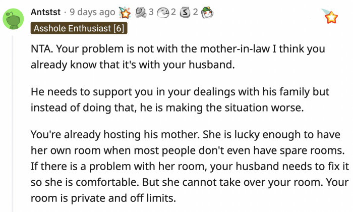 An astute commenter hypothesized that OP's MIL problem is really a husband problem