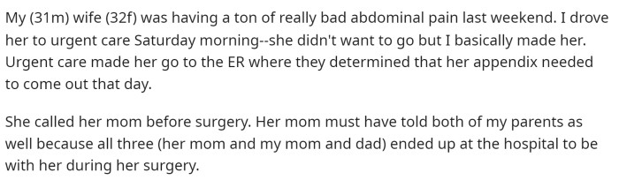 OP starts off his post by explaining the situation that happened prior to this whole hospital scenario.