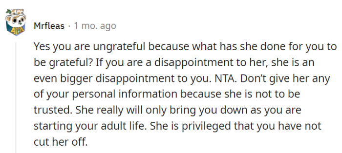 She's not to be trusted!