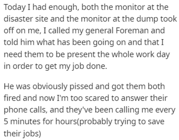 OP had enough and decided to call their general foreman and tell him everything that's been going on
