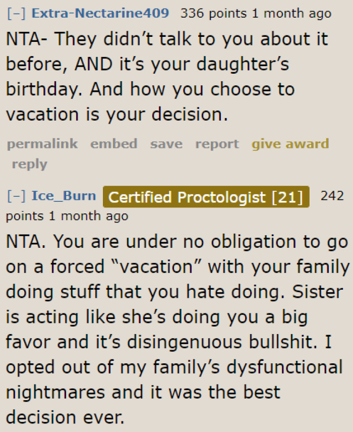 There's ample reason for the OP to refuse to attend this family holiday. She needs to prioritize her daughter's happiness, after all.