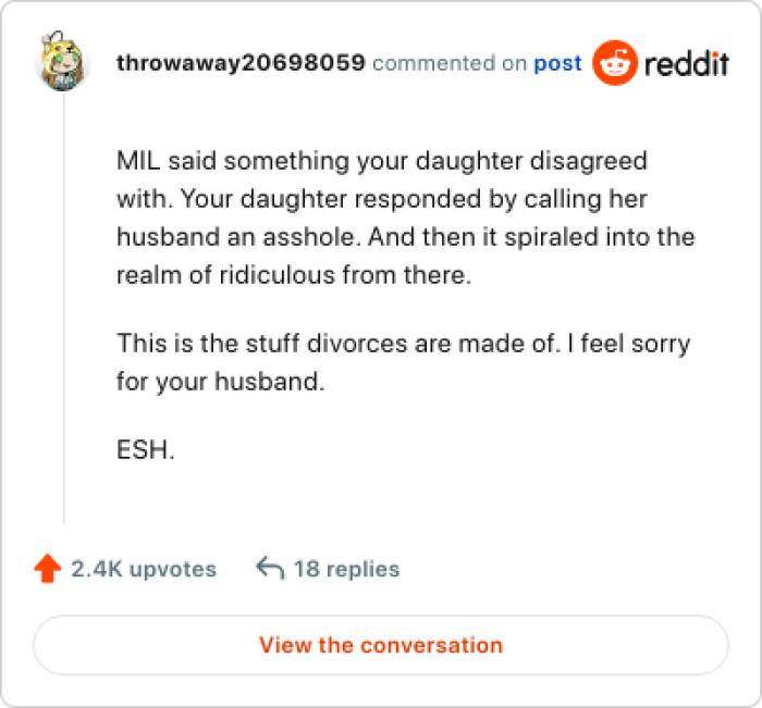 Here are a bunch of the topmost comments from other Redditors in response to OP's story above