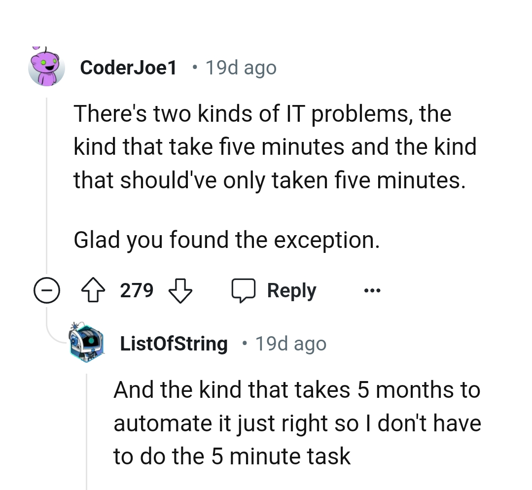 This Redditor Is Listing the Two Kinds of IT Problems